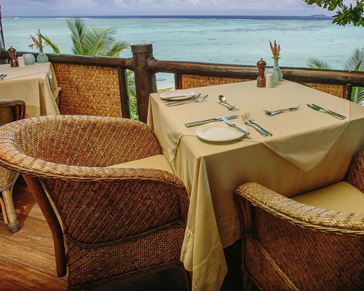 Dining views at Pacific Resort Aitutaki - image courtesy of Pacific Resort Aitutaki.